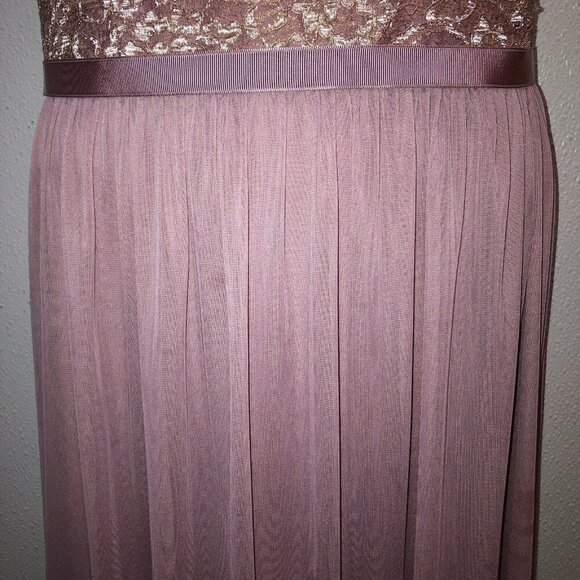 Davids Bridal Size 4 Rose Gold Backless Sleeveless Bridesmaid Maxi Dress Damaged - Picture 7 of 16